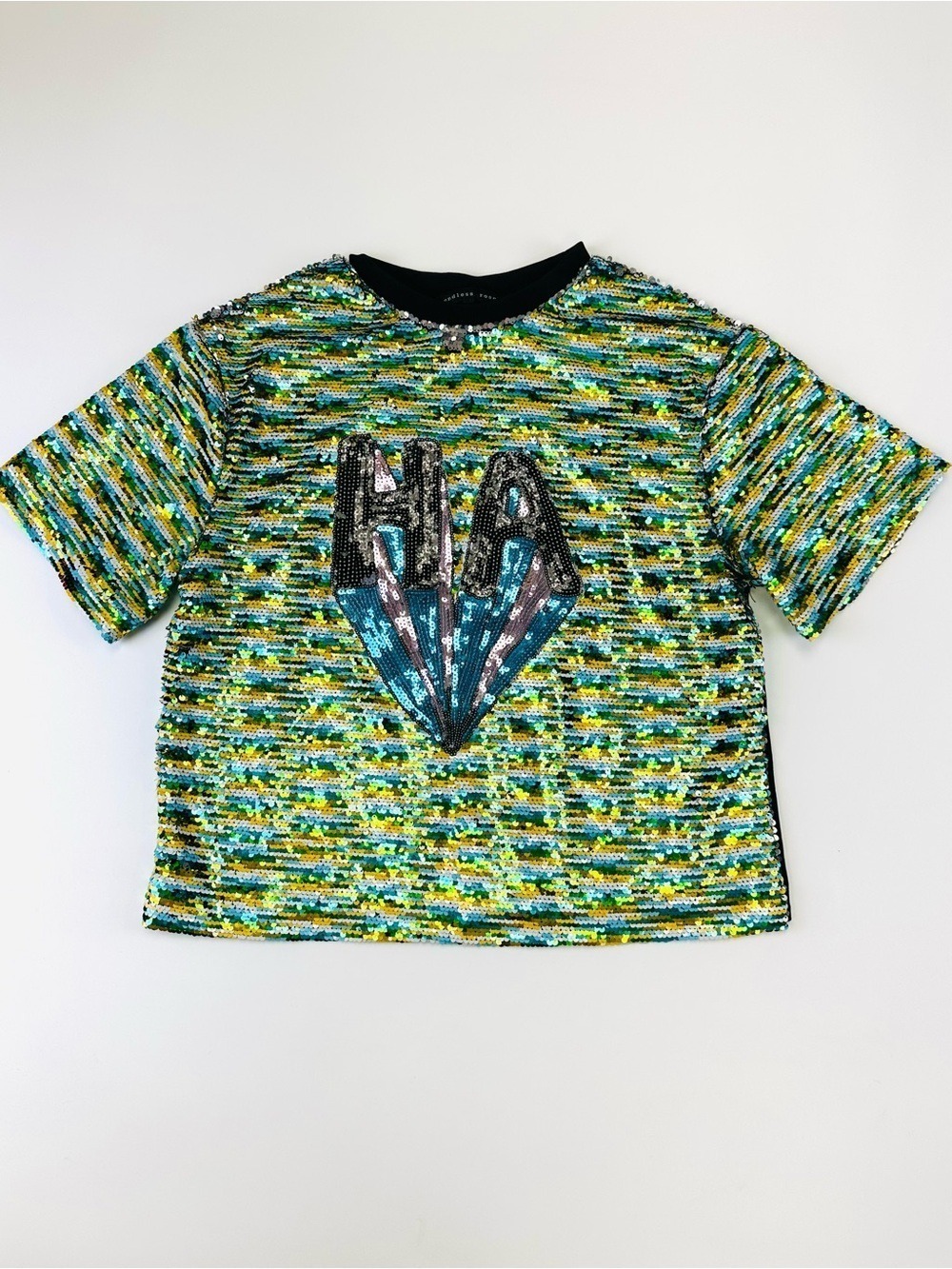 Roller Disco Festival Glam Party top Glitter Sequin HA Tee M Retro inspired